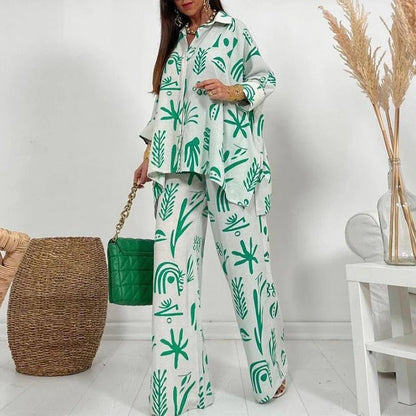 Conjunto Dos Piezas Para Mujer: Top Abotonado y Pantalón de Pierna Ancha | Ideal Para Ocasiones Casual