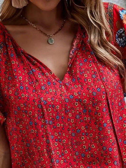 Top De Manga Corta Con Estampado Floral Para Mujer | Ideal Para Uso Diario