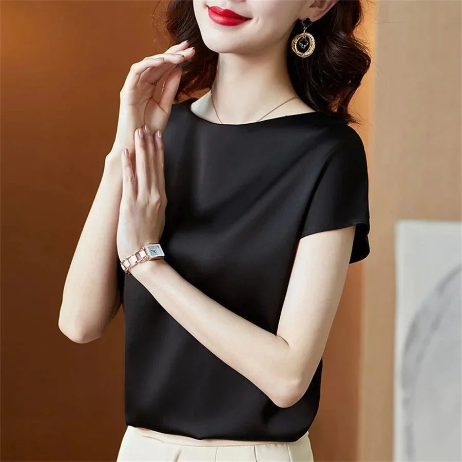 Camiseta De Manga Corta Con Cuello Redondo Para Mujer | Ideal Para Trabajo Y Uso Diario