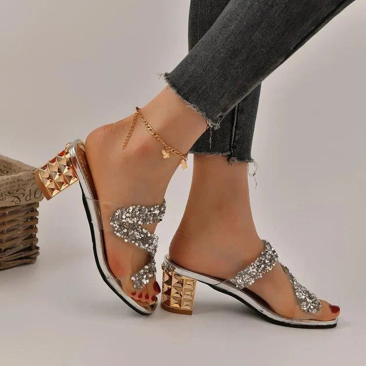 Sandalias De Tacón Con Correas Cruzadas Y Detalles Decorativos Para Mujer | Ideales Para Eventos Y Temporadas Cálidas