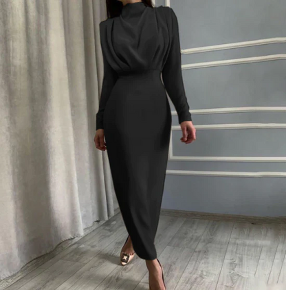 Vestido Largo Con Manga Larga Y Cintura Definida Para Mujer | Ideal Para Eventos Y Ocasiones Formales