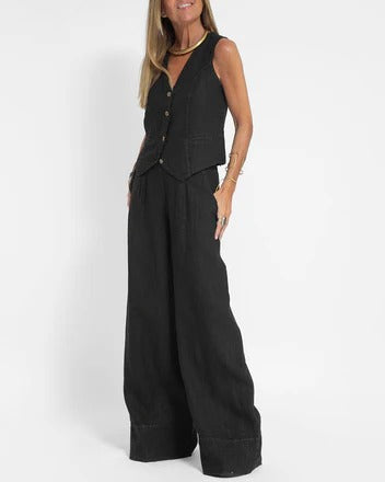 Conjunto con Chaleco sin Mangas y Pantalón de Pierna Ancha para Adultos | Ideal para Verano