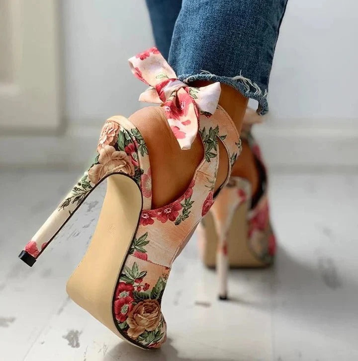Sandalias de Tacón con Punta Abierta y Cordones al Tobillo para Mujer | Ideales para Eventos y Salidas Nocturnas