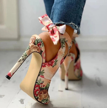 Sandalias de Tacón con Punta Abierta y Cordones al Tobillo para Mujer | Ideales para Eventos y Salidas Nocturnas