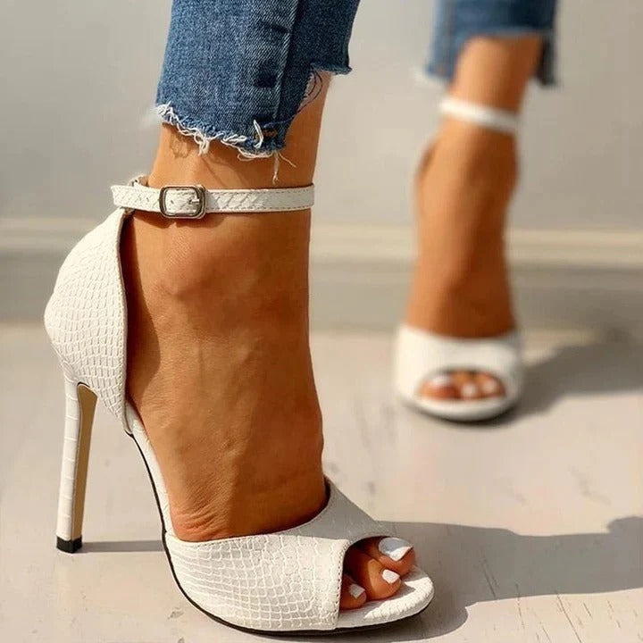 Sandalias Con Correa Al Tobillo Y Tacón Fino Alto Para Mujer | Ideal Para Eventos Y Uso Nocturno