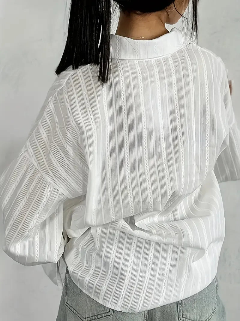 Blusa Con Detalle De Encaje Vertical Y Botones Para Mujer | Ideal Para Trabajo Y Uso Diario