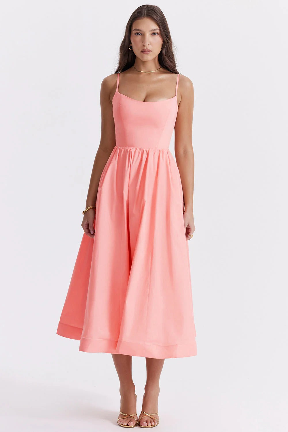 Vestido Midi Con Corte En A Sin Mangas Y Espalda Descubierta Para Mujer | Ideal Para Uso Diario Y Ocasiones