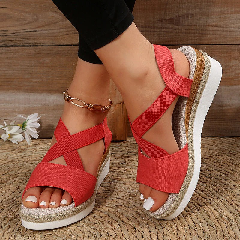 Sandalias con Cuña y Tiras Cruzadas para Mujer | Ideales para Uso Diario en Verano