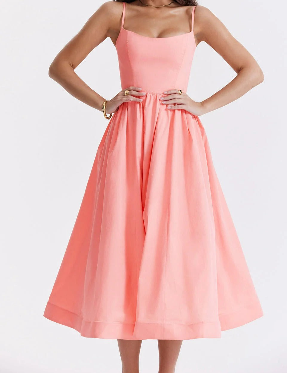 Vestido Midi Con Corte En A Sin Mangas Y Espalda Descubierta Para Mujer | Ideal Para Uso Diario Y Ocasiones