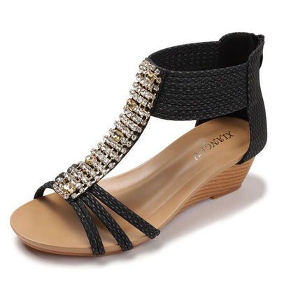 Sandalias Con Múltiples Correas Y Decoración De Strass Para Mujer | Ideal Para Eventos Y Uso Nocturno