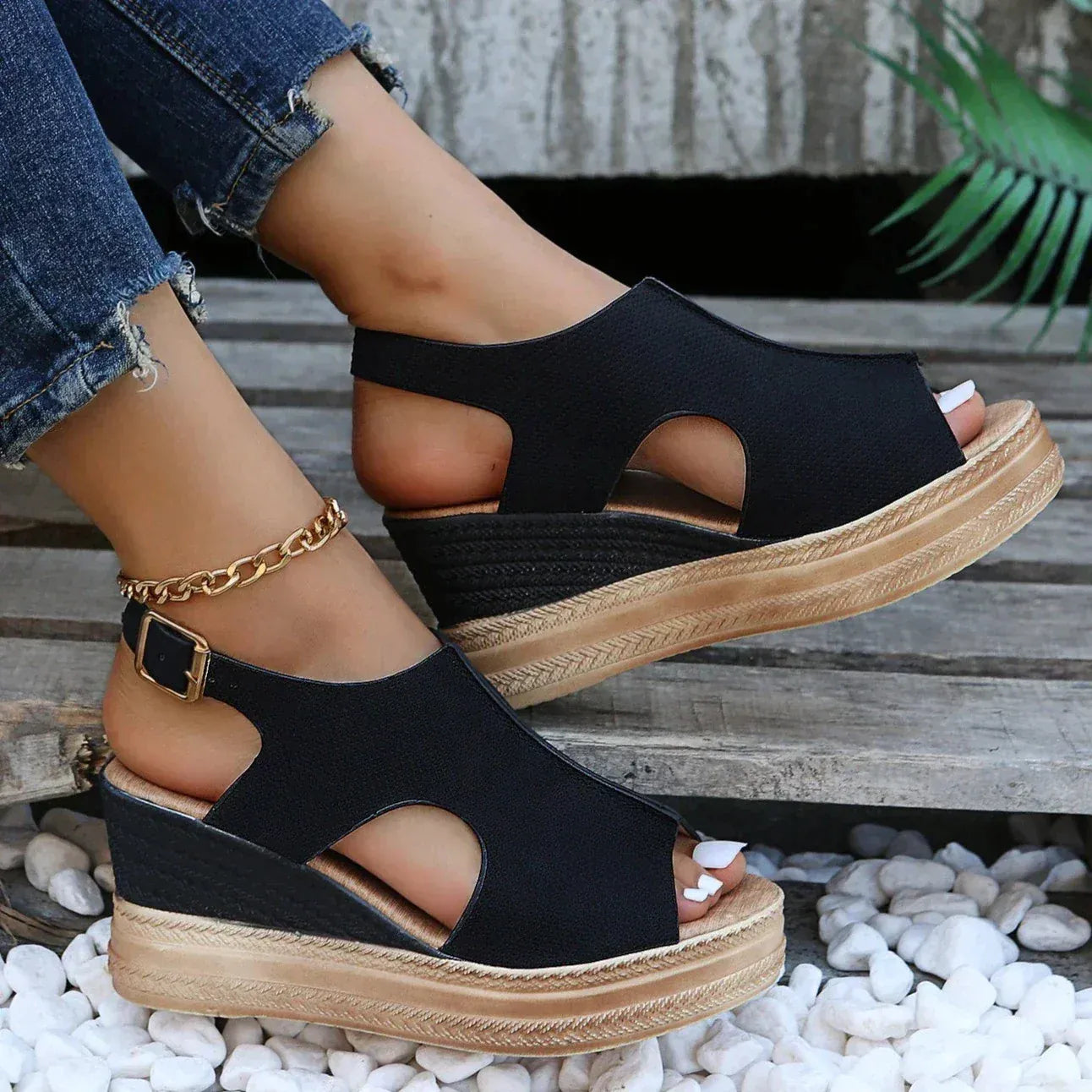 Sandalias de Plataforma con Correa al Tobillo para Mujer | Ideales para Uso Diario en Verano