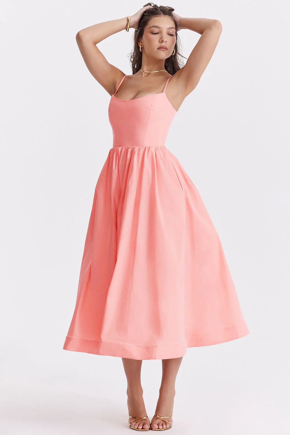 Vestido Midi Con Corte En A Sin Mangas Y Espalda Descubierta Para Mujer | Ideal Para Uso Diario Y Ocasiones