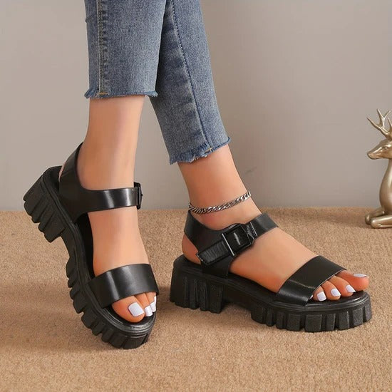 Sandalias Planas Con Múltiples Correas Y Suela Gruesa Para Mujer | Ideales Para Uso Diario En Temporadas Cálidas