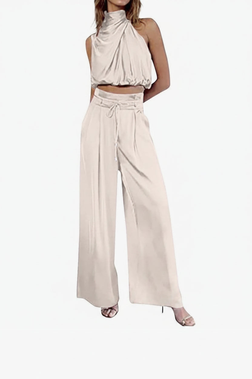 Conjunto con Top sin Mangas y Pantalón de Pierna Ancha para Adultos | Ideal para Verano