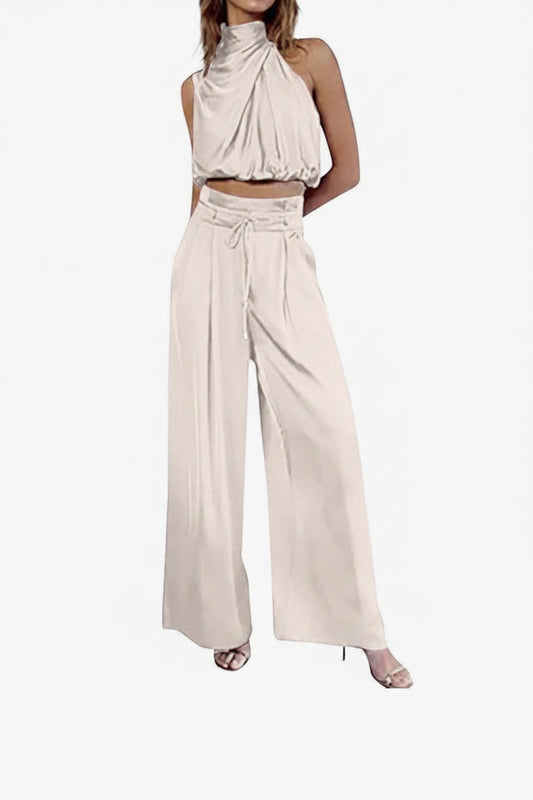 Conjunto con Top sin Mangas y Pantalón de Pierna Ancha para Adultos | Ideal para Verano