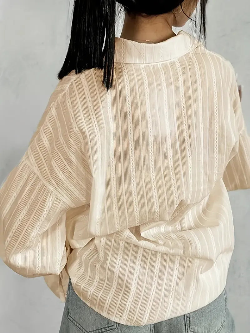 Blusa Con Detalle De Encaje Vertical Y Botones Para Mujer | Ideal Para Trabajo Y Uso Diario