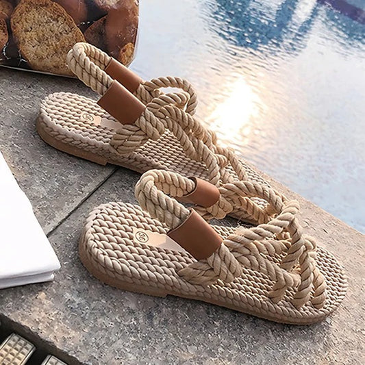 Sandalias Planas Con Correas Trenzadas Para Mujer | Ideales Para Uso Diario En Temporadas Cálidas