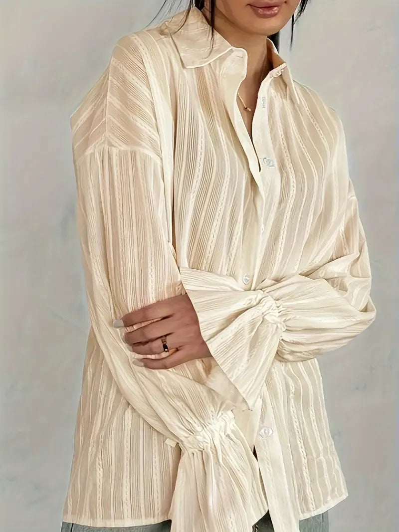 Blusa Con Detalle De Encaje Vertical Y Botones Para Mujer | Ideal Para Trabajo Y Uso Diario