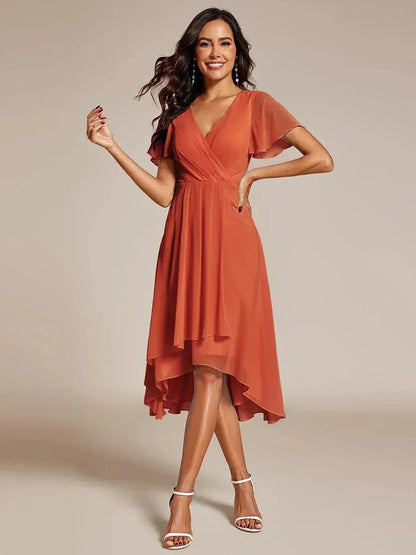 Vestido Con Escote En V Y Corte En A Con Bajo Asimétrico Para Mujer | Ideal Para Uso Diario Y Eventos