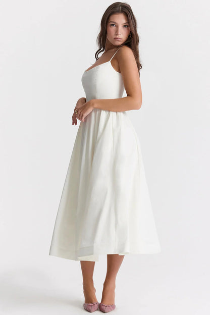 Vestido Midi Con Corte En A Sin Mangas Y Espalda Descubierta Para Mujer | Ideal Para Uso Diario Y Ocasiones