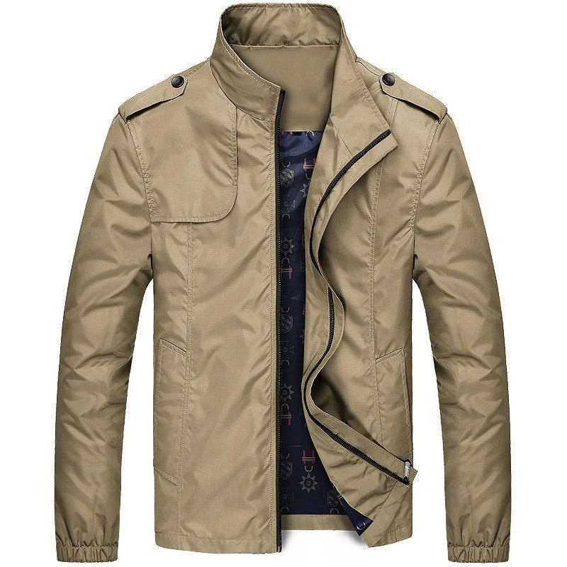 Chaqueta Con Cierre De Cremallera Frontal Y Cuello Alto Para Hombres | Ideal Para Uso Diario