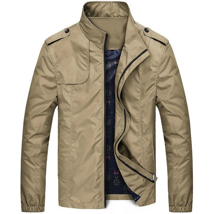 Chaqueta Con Cierre De Cremallera Frontal Y Cuello Alto Para Hombres | Ideal Para Uso Diario