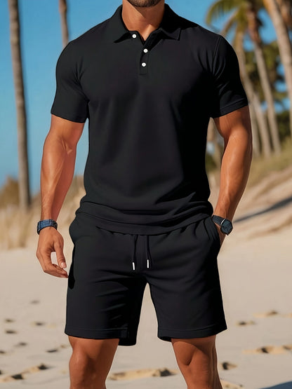 Conjunto de Polo Ajustado y Short con Cintura Elástica para Hombre | Ideal para el Verano