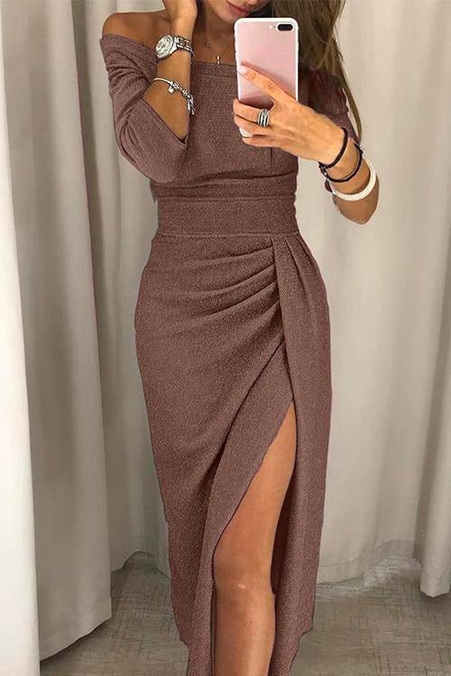 Vestido Midi Con Lentejuelas Y Abertura Lateral Para Mujer | Ideal Para Eventos De Noche Y Ocasiones Especiales