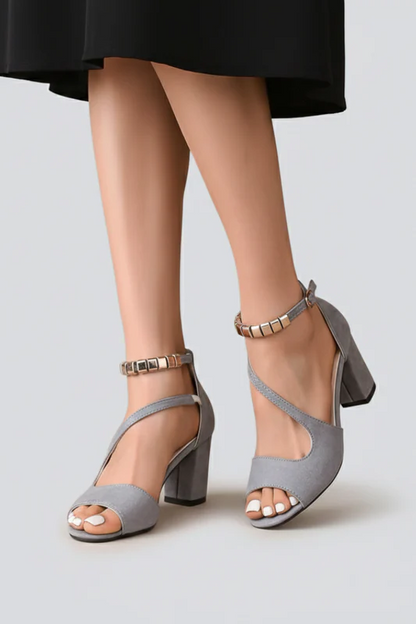 Sandalias Con Tacón Bloque Y Correas Cruzadas Para Mujer | Ideal Para Temporada Cálida