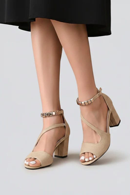 Sandalias Con Tacón Bloque Y Correas Cruzadas Para Mujer | Ideal Para Temporada Cálida