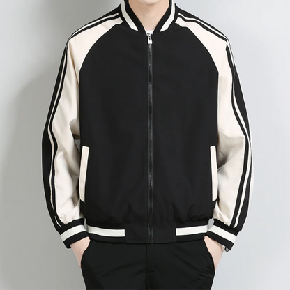 Chaqueta Varsity Con Cierre De Cremallera Frontal Y Bolsillos Funcionales Para Hombres | Ideal Para Uso Diario