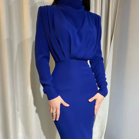 Vestido Largo Con Manga Larga Y Cintura Definida Para Mujer | Ideal Para Eventos Y Ocasiones Formales