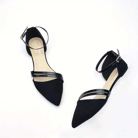Zapatos Planos Con Punta Cerrada Y Correa De Tobillo Para Mujer | Ideales Para Uso Diario Y Ocasiones Semi Formales