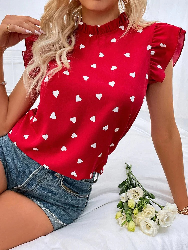 Camiseta de Manga Corta con Volantes y Corte Estándar para Mujeres | Ideal para Uso Diario
