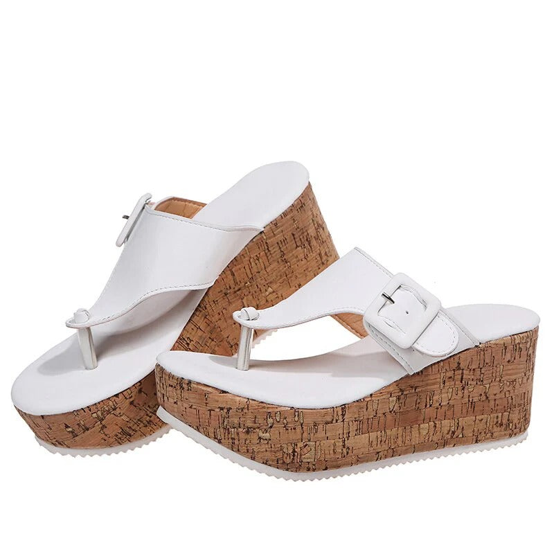 Sandalias con Cuña y Doble Tira para Mujer | Ideales para Uso Diario en Verano