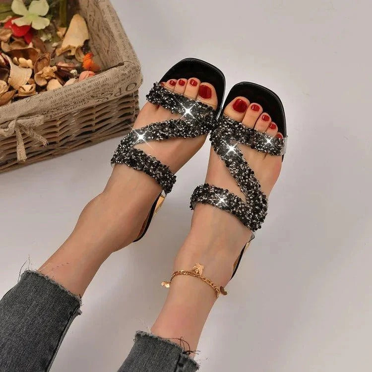 Sandalias De Tacón Con Correas Cruzadas Y Detalles Decorativos Para Mujer | Ideales Para Eventos Y Temporadas Cálidas