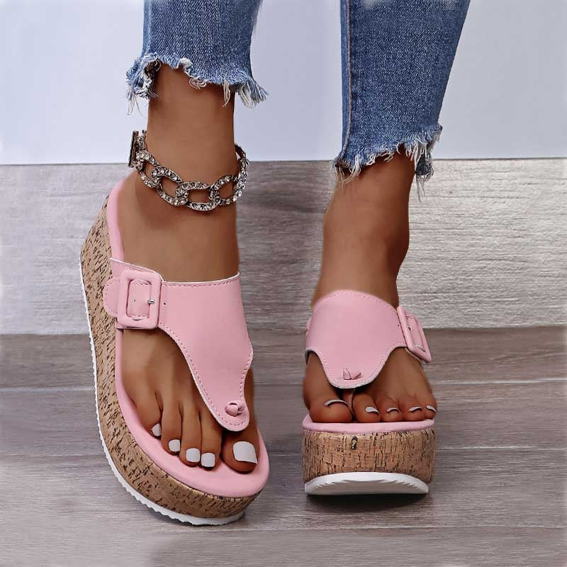 Sandalias con Cuña y Doble Tira para Mujer | Ideales para Uso Diario en Verano