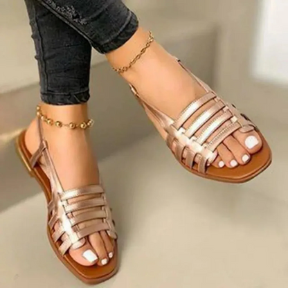 Sandalias Planas con Tirantes Frontales para Mujer | Ideal para Uso Diario en Verano