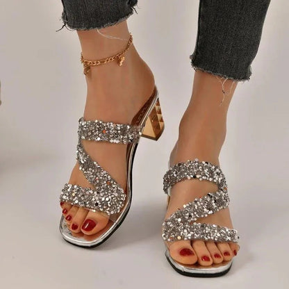 Sandalias De Tacón Con Correas Cruzadas Y Detalles Decorativos Para Mujer | Ideales Para Eventos Y Temporadas Cálidas