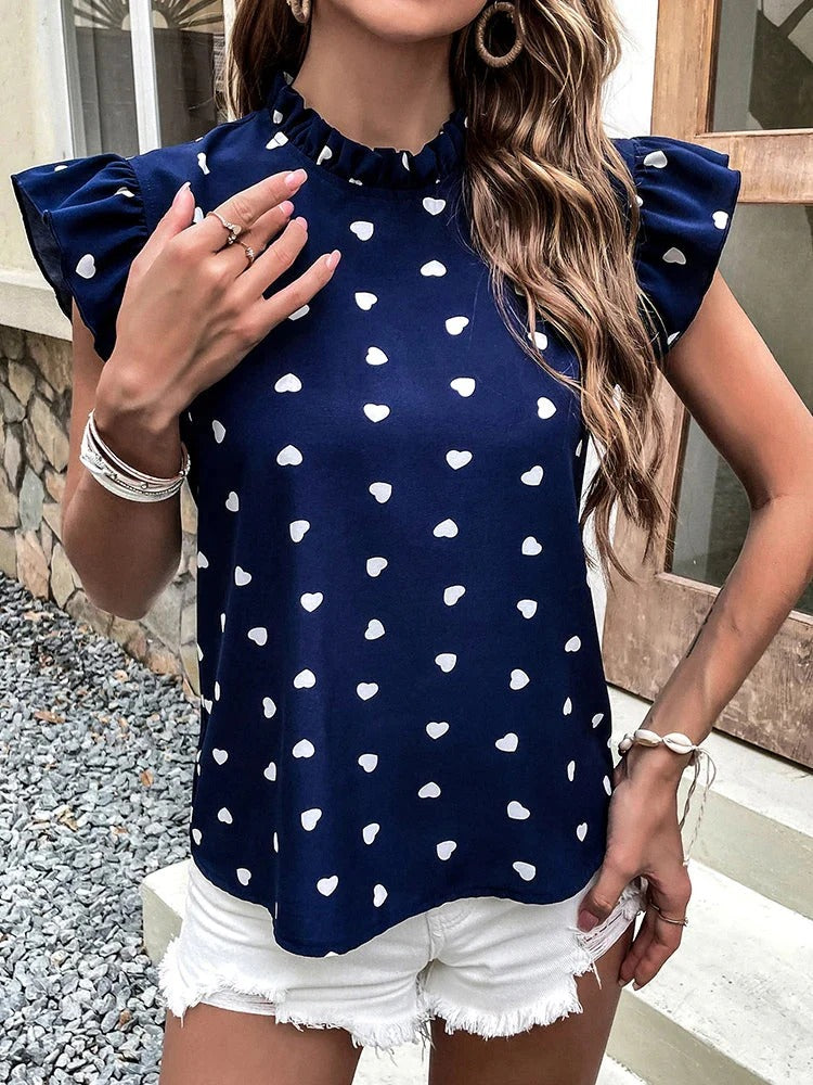 Camiseta de Manga Corta con Volantes y Corte Estándar para Mujeres | Ideal para Uso Diario