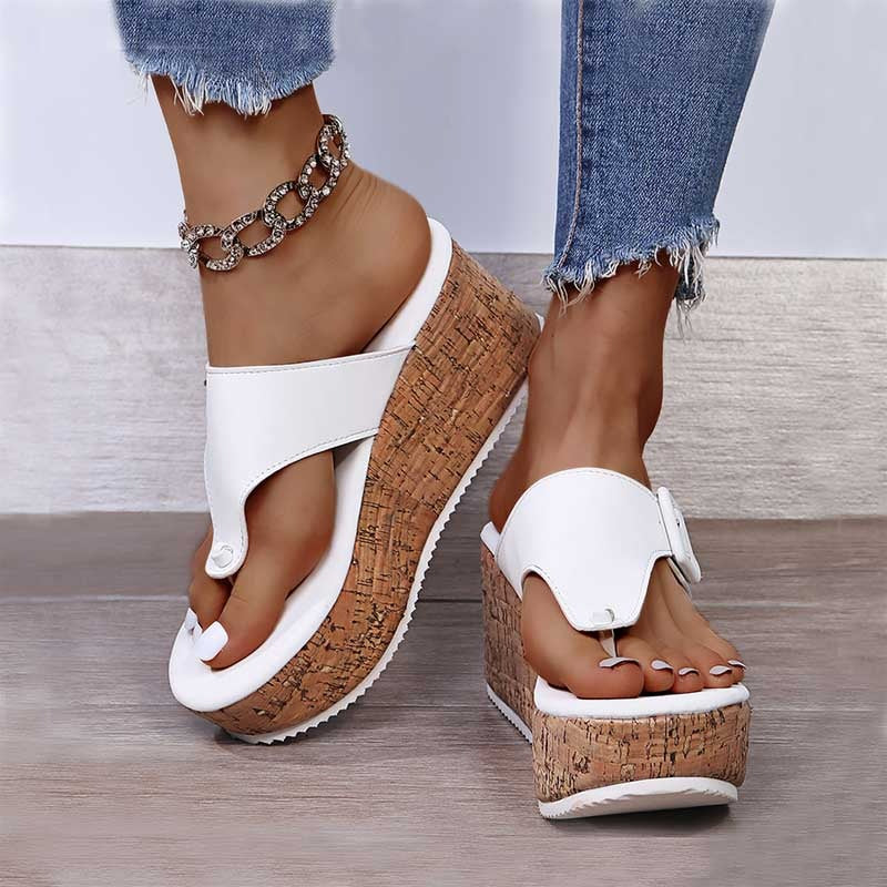 Sandalias con Cuña y Doble Tira para Mujer | Ideales para Uso Diario en Verano