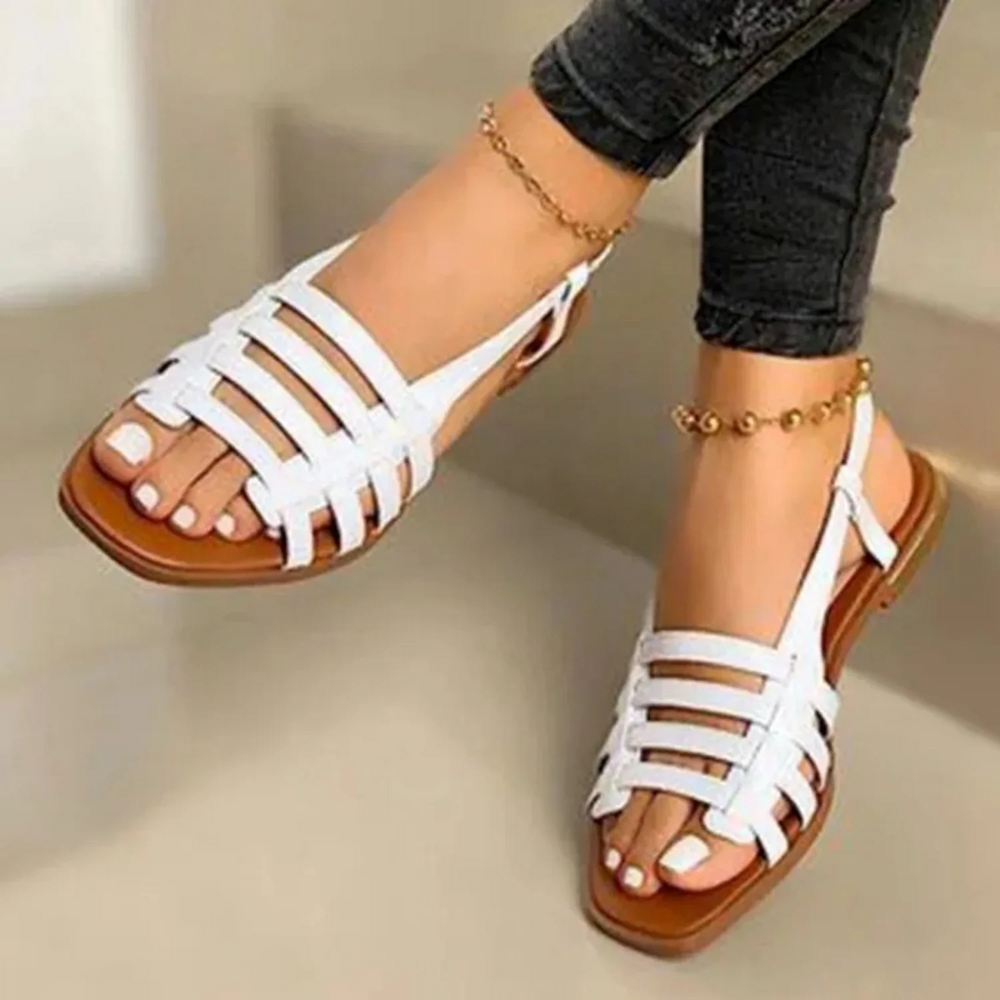 Sandalias Planas con Tirantes Frontales para Mujer | Ideal para Uso Diario en Verano