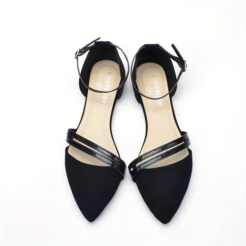 Zapatos Planos Con Punta Cerrada Y Correa De Tobillo Para Mujer | Ideales Para Uso Diario Y Ocasiones Semi Formales