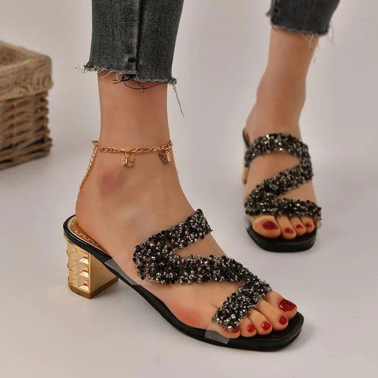 Sandalias De Tacón Con Correas Cruzadas Y Detalles Decorativos Para Mujer | Ideales Para Eventos Y Temporadas Cálidas