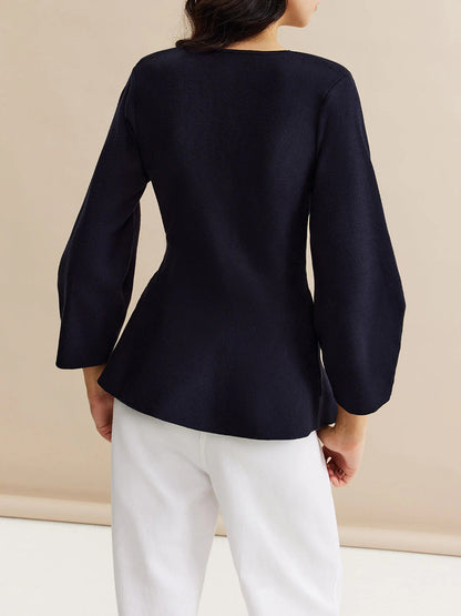 Blusa Cruzada Con Cinturón Y Manga Larga Para Mujer | Ideal Para Uso Diario Y Oficina