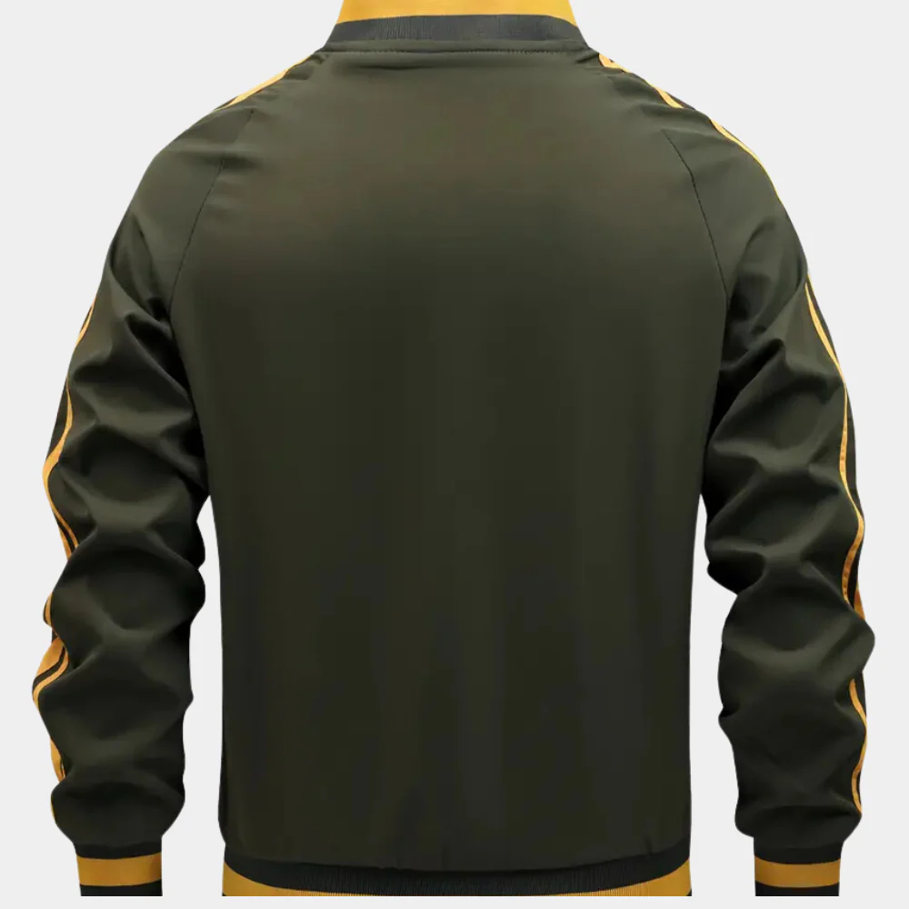 Chaqueta Varsity Con Cierre De Cremallera Frontal Y Bolsillos Funcionales Para Hombres | Ideal Para Uso Diario