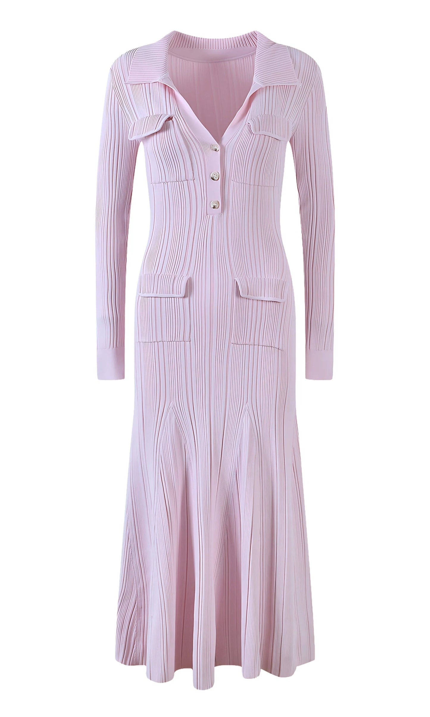 Vestido Midi Con Punto Acanalado Y Falda Plisada Para Mujer | Ideal Para Uso Diario Y Ocasiones Informales