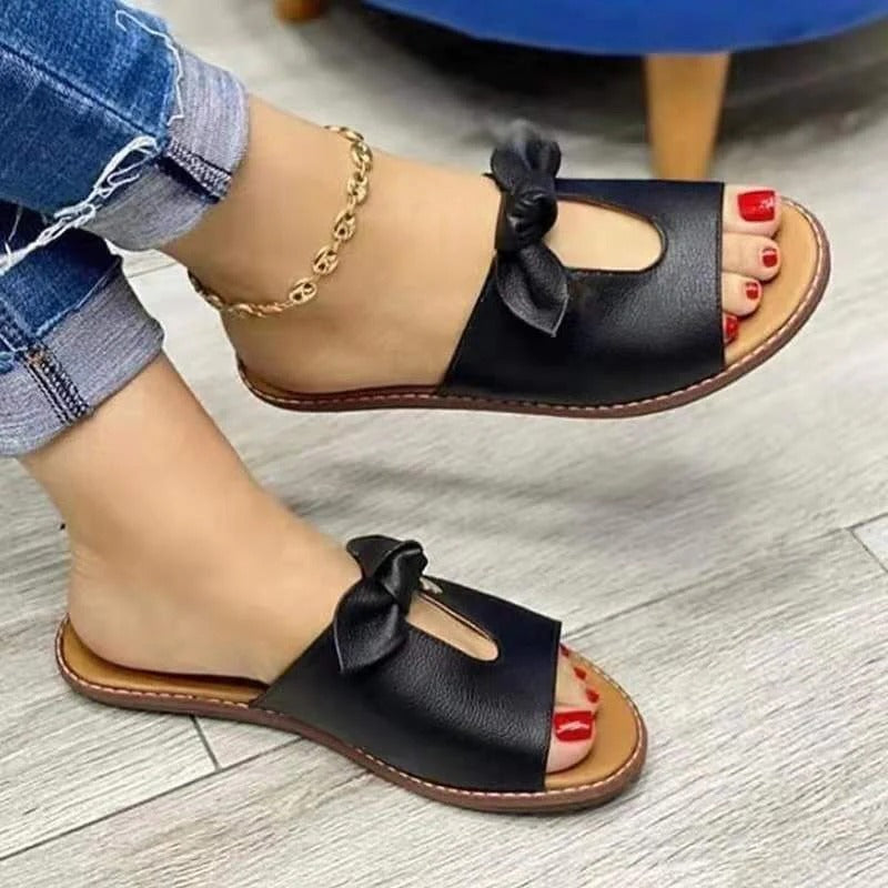 Sandalias Planas Con Diseño Abierto Y Detalle De Nudo Para Mujer | Ideal Para Uso Diario