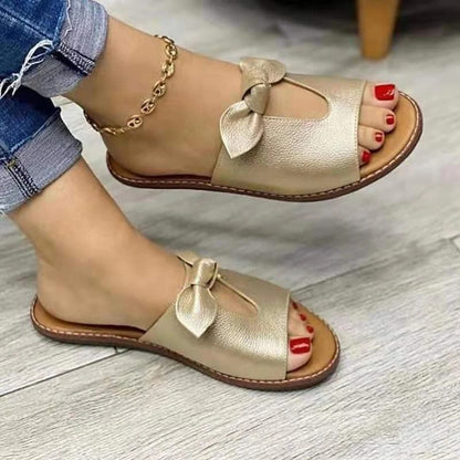 Sandalias Planas Con Diseño Abierto Y Detalle De Nudo Para Mujer | Ideal Para Uso Diario