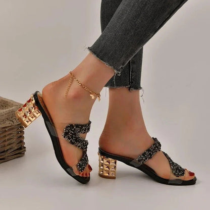 Sandalias De Tacón Con Correas Cruzadas Y Detalles Decorativos Para Mujer | Ideales Para Eventos Y Temporadas Cálidas